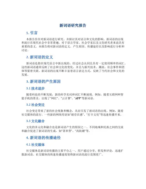 新词语研究报告