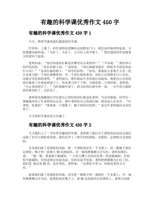 有趣的科学课优秀作文450字