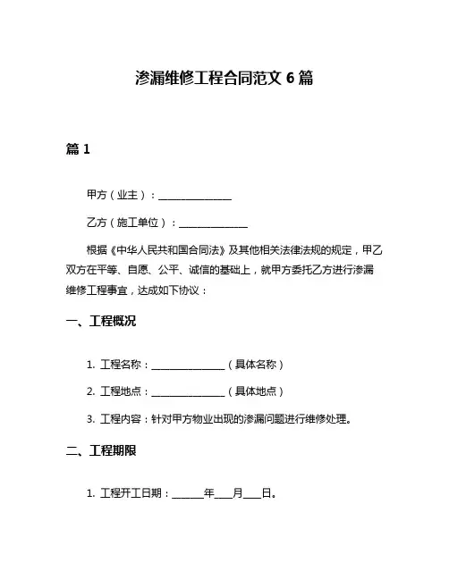 渗漏维修工程合同范文6篇