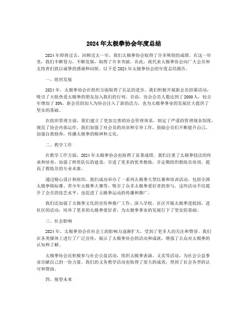 2024年太极拳协会年度总结