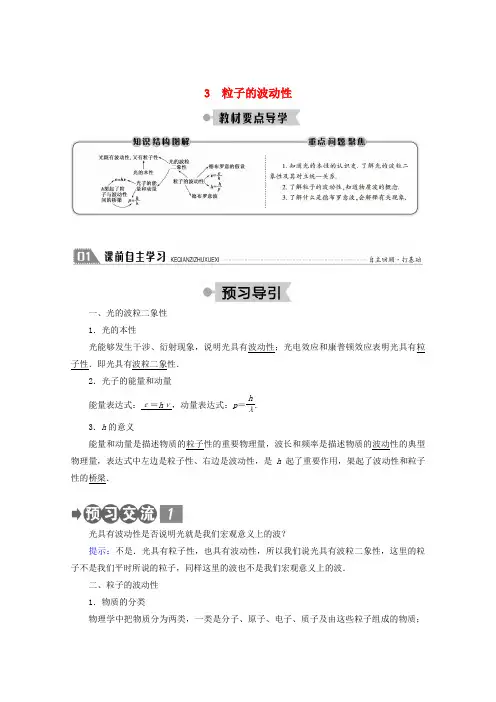 高中物理第十七章波粒二象性3粒子的波动性学案新人教版选修35