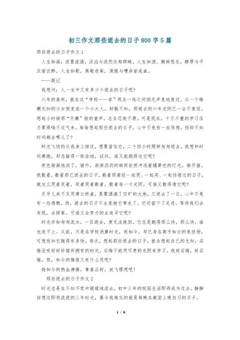 初三作文那些逝去的日子800字5篇