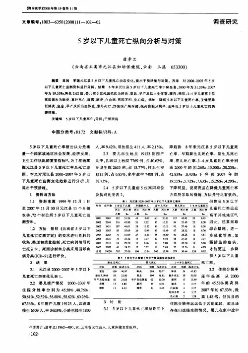 5岁以下儿童死亡纵向分析与对策