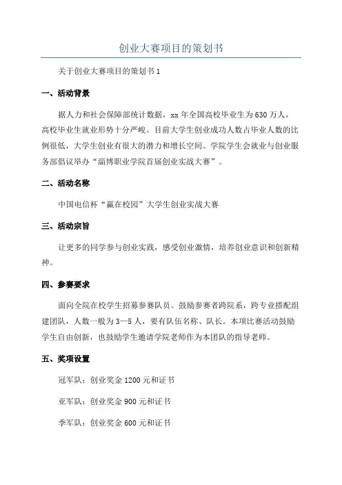 创业大赛项目的策划书