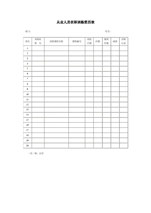 公司员工培训管理制度表格大全(一)