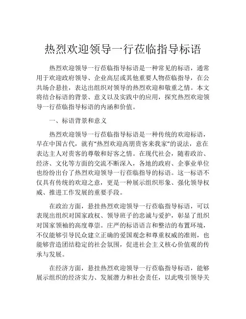 热烈欢迎领导一行莅临指导标语