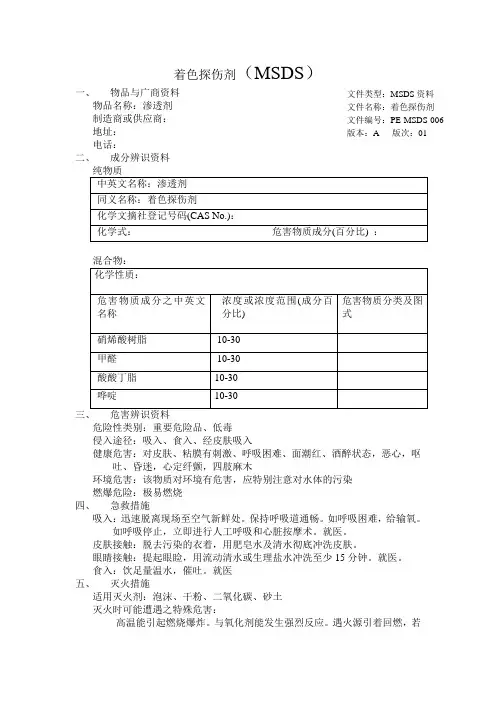 着色探伤剂MSDS