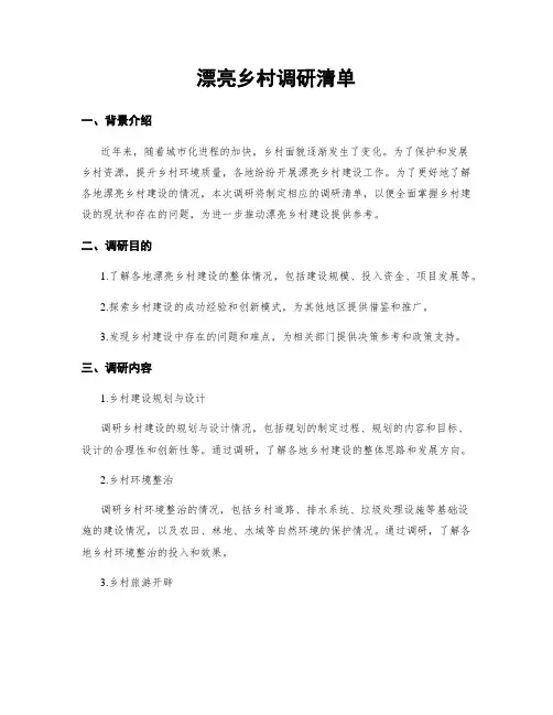 美丽乡村调研清单