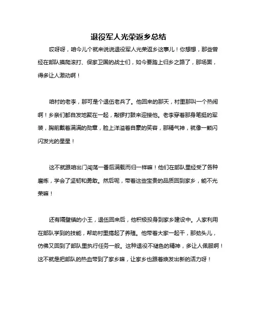 退役军人光荣返乡总结