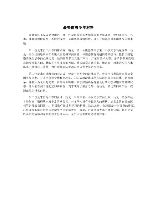 最美南粤少年材料