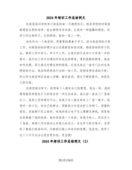 2024年培训工作总结例文（5篇）