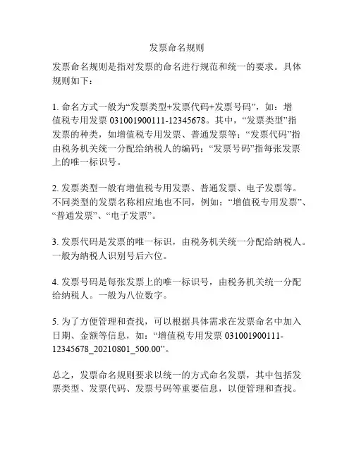 发票命名规则
