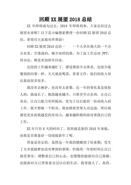 回顾XX展望2018总结