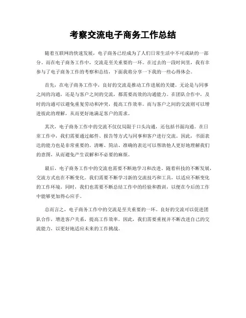 考察交流电子商务工作总结