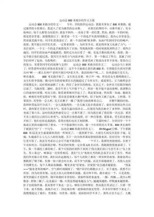 运动会800米跑步的作文五篇