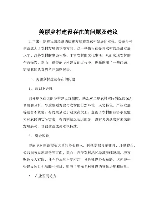 美丽乡村建设存在的问题及建议