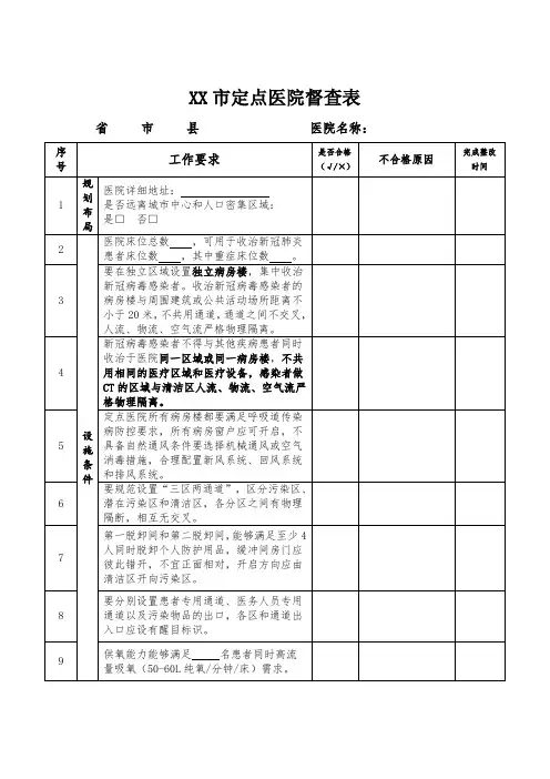 定点医院验收表