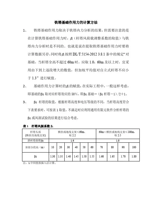 铁塔基础作用力计算方法