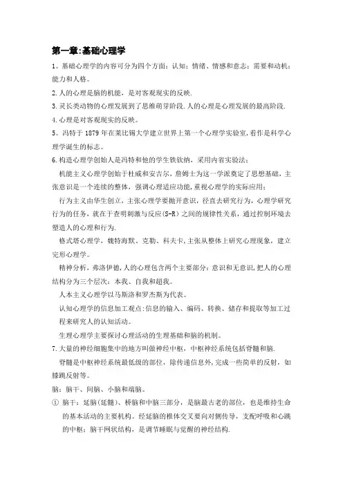 心理咨询师基础知识重点知识点