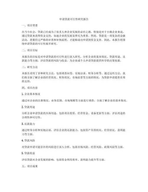 申请贷款可行性研究报告