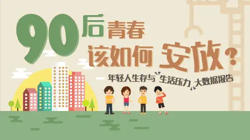 90后年轻人生活压力数据PPT模板