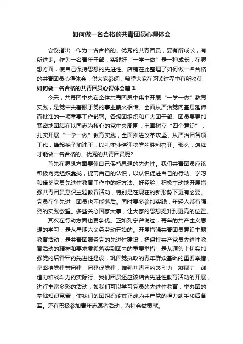 如何做一名合格的共青团员心得体会