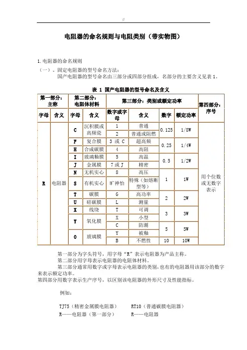 电阻器地命名规则与电阻类别(带实物图)