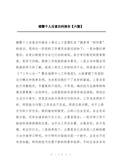 辅警个人自查自纠报告【六篇】
