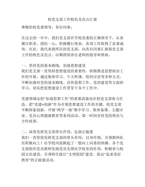 校党支部工作特色及亮点汇报