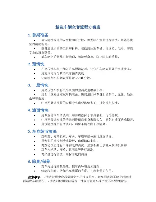 精洗车辆全套流程方案表