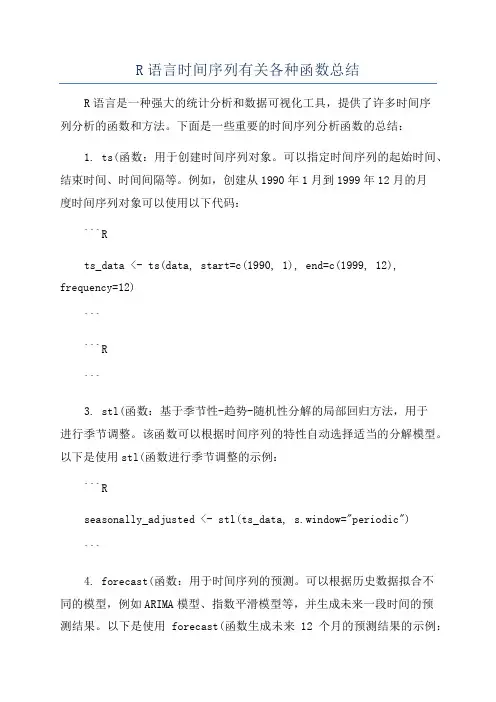 R语言时间序列有关各种函数总结