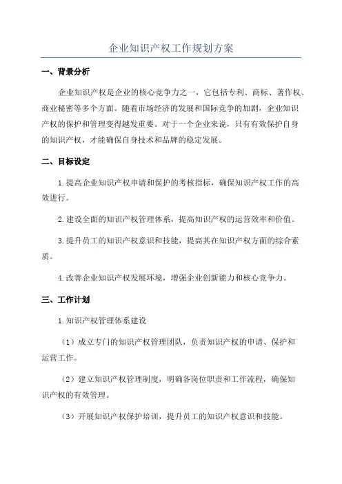 企业知识产权工作规划方案