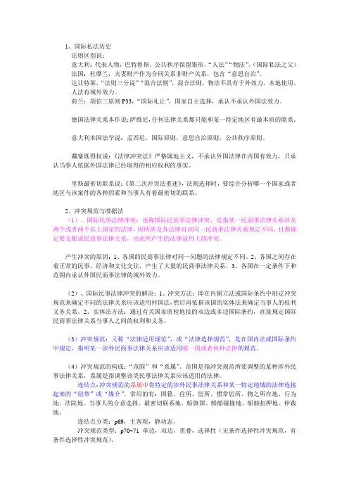 国际私法考试重点(个人用)