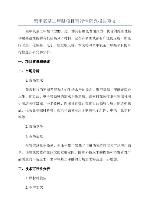 聚甲氧基二甲醚项目可行性研究报告范文