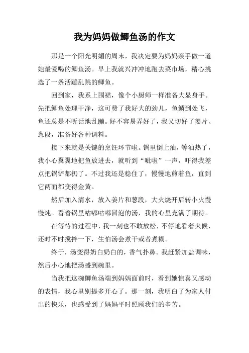 我为妈妈做鲫鱼汤的作文