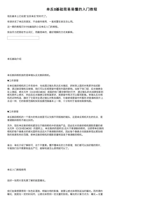 单反0基础简易易懂的入门教程