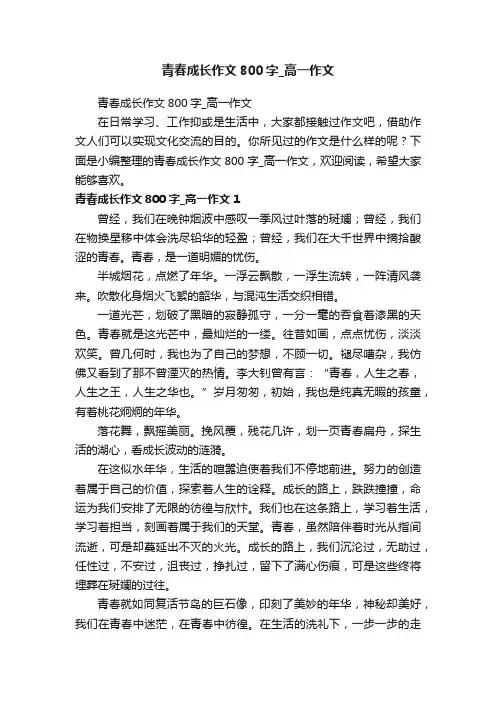 青春成长作文800字_高一作文