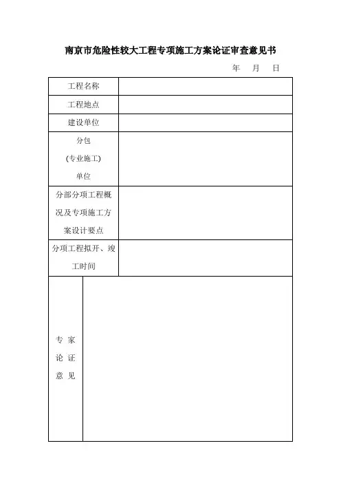 专家论证表格