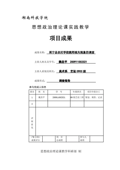 实践教学项目成果表