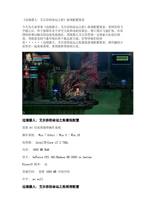 《边境猎人- 艾尔莎的命运之轮》游戏配置要求