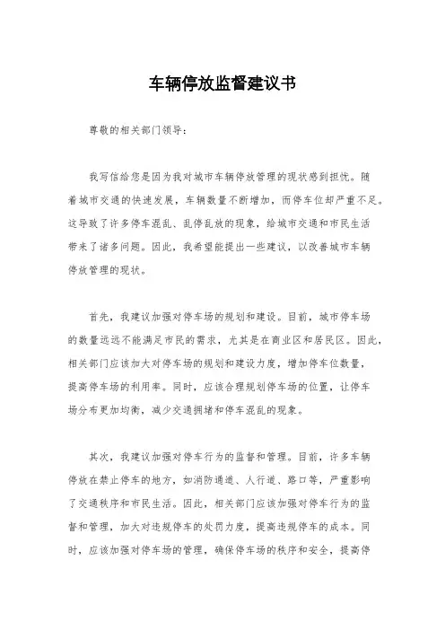 车辆停放监督建议书