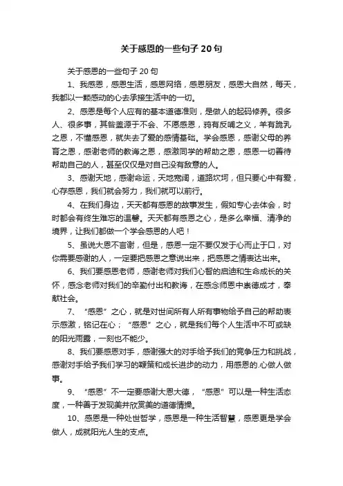 关于感恩的一些句子20句