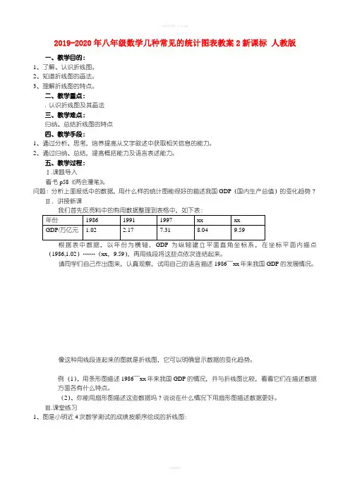 2019-2020年八年级数学几种常见的统计图表教案2新课标 人教版