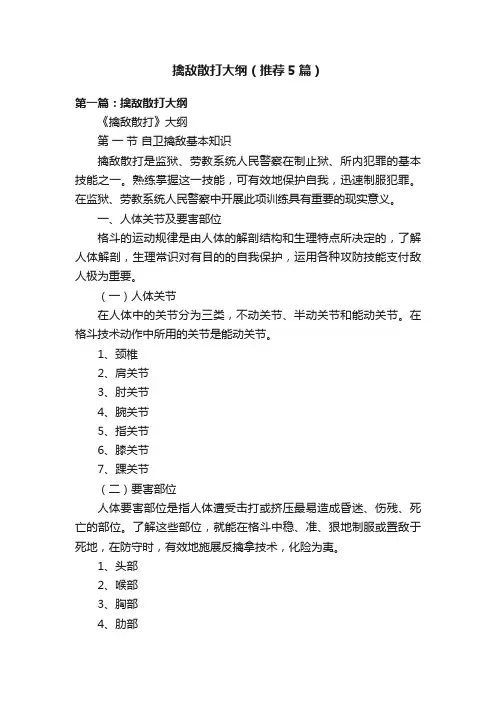 擒敌散打大纲（推荐5篇）