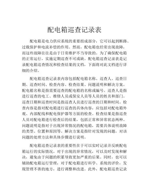 配电箱巡查记录表