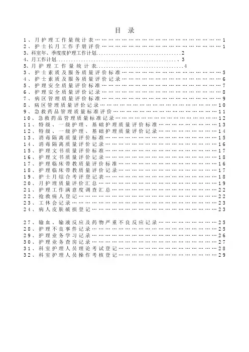 护士长月工作手册全册完整版