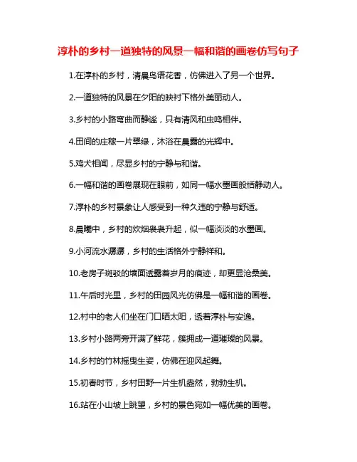 淳朴的乡村一道独特的风景一幅和谐的画卷仿写句子