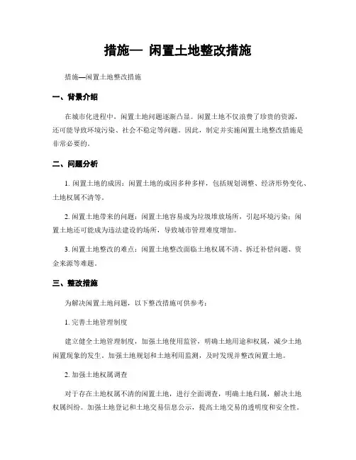 措施— 闲置土地整改措施