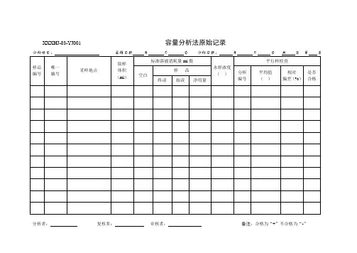 环境监测原始记录表