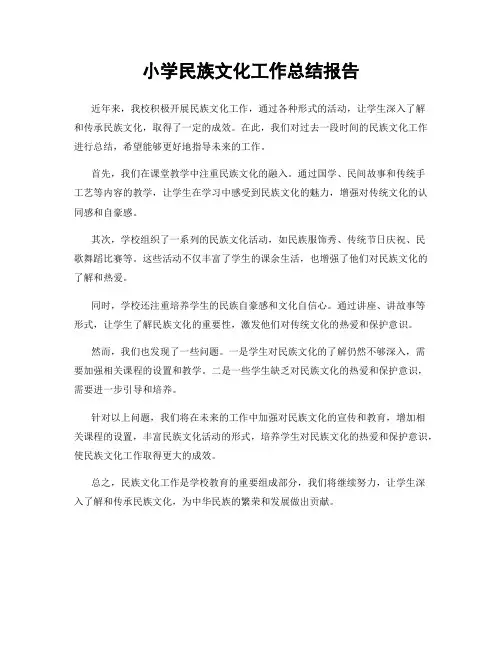 小学民族文化工作总结报告